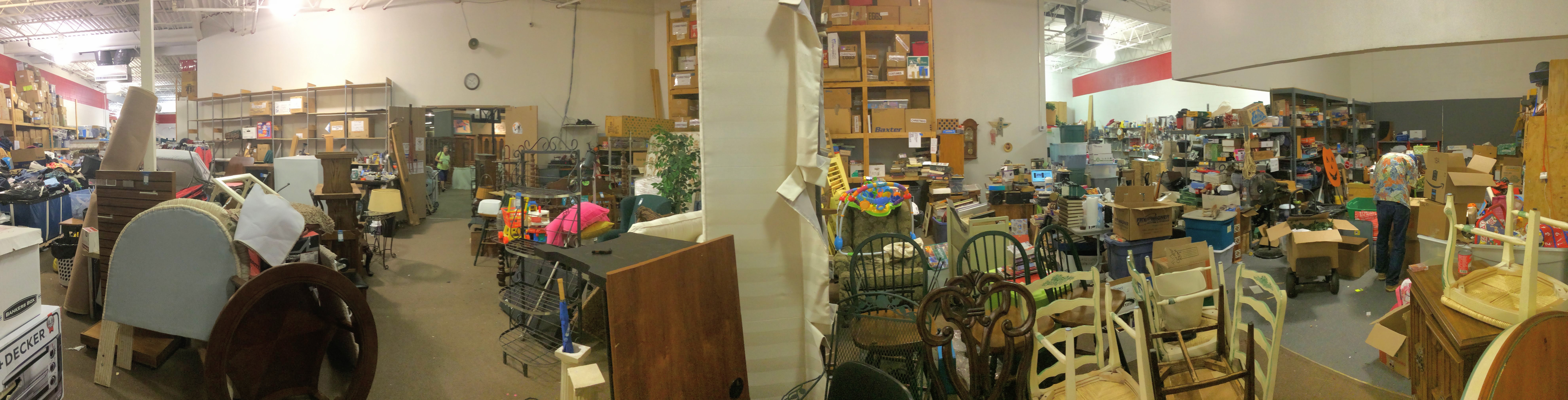 Volunteering and sorting a thrift store